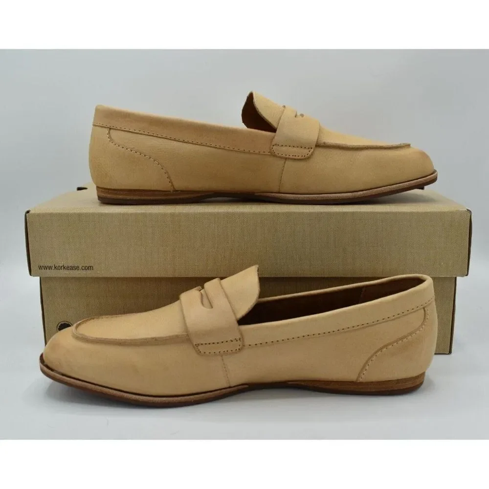 Kork-Ease‎ Womens Size 10 Pisa Natural Full Grain Leather Slip On Penny Loafers